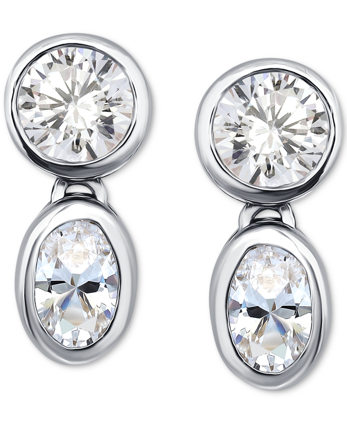 Giani Bernini Cubic Zirconia Octagon & Square Drop Earrings In 18k Gold-plated Sterling Silver, Created For Macy's In Silver