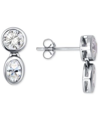 Cubic Zirconia Octagon & Square Drop Earrings in 18k Gold-Plated Sterling Silver, Created for Macy's