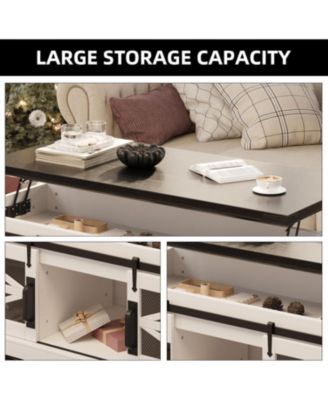 Lift Top Coffee Table, Coffee Table with Storage Shelf/Hidden Compartment, Lift Tabletop Dining Center Table for Home Living Room Office