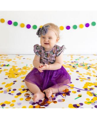 Baby Girls Mardi Gras Short Sleeve Tutu Bodysuit