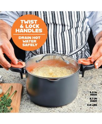 5 Qt. Non-Stick Ti-Ceramic Pasta Pot with Built-In Strainer and Twist N' Lock Handles