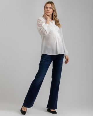 Maternity Slim Fit Hi-Rise Flare Jeans with Elastic Waistband