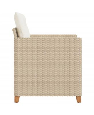 Patio Chair with Cushions Beige Poly Rattan