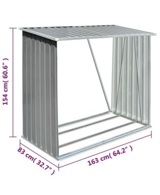 Garden Log Storage Shed Galvanized Steel 64.2"x32.7"x60.6" Gray