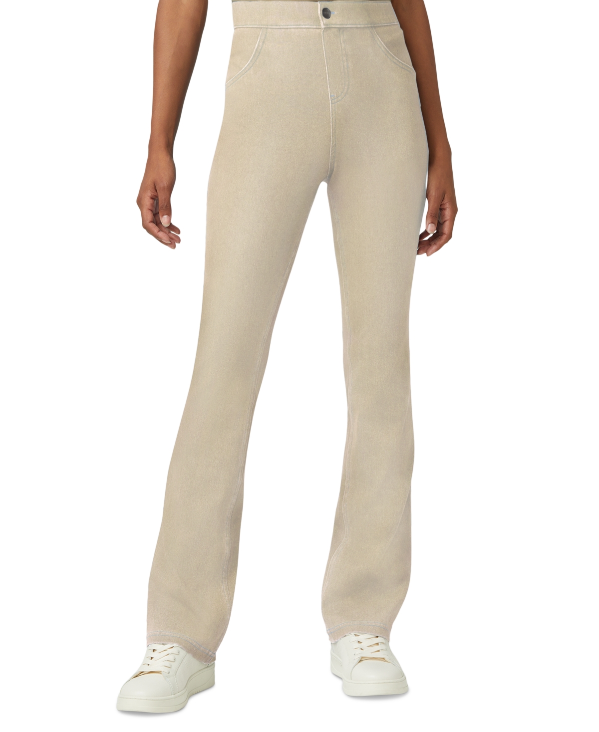 Hue Ultra Soft High Rise Denim Baby Bootcut Leggings In White Pepper