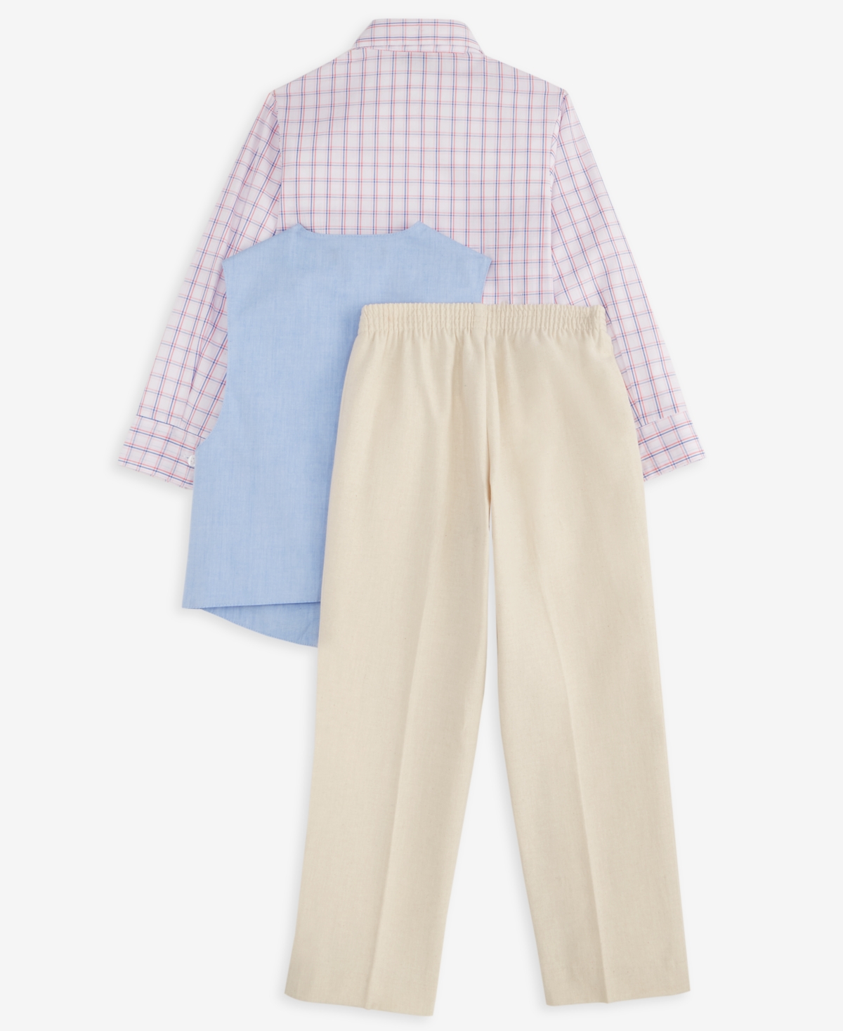 NAUTICA TODDLER & LITTLE BOYS VEST, BOW TIE, PLAID SHIRT & PANTS, 4 PIECE SET 