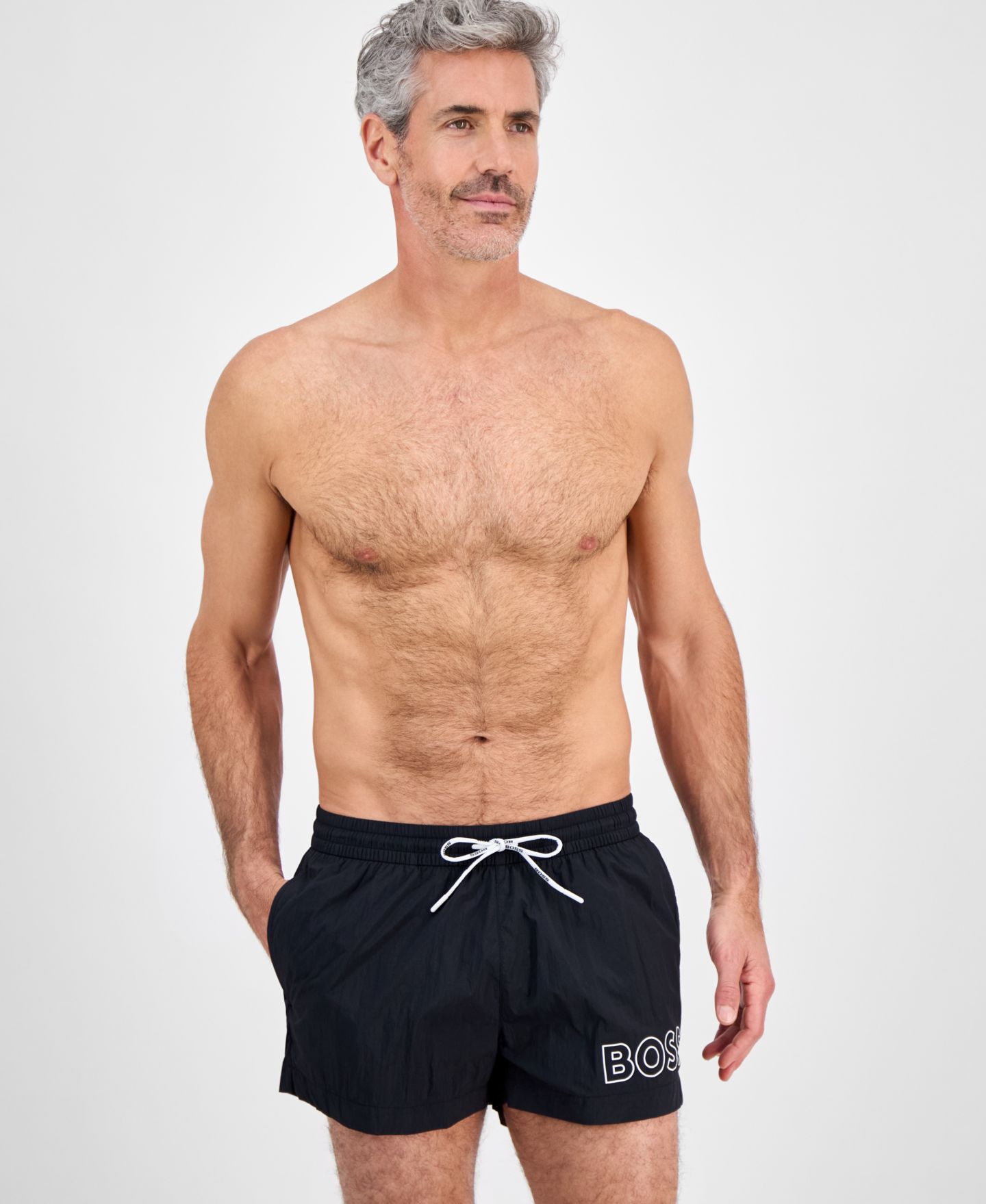 Плавки BOSS Drawstring для мужчин, с логотипом — Hugo Boss, цвет: Чёрный — фото 5