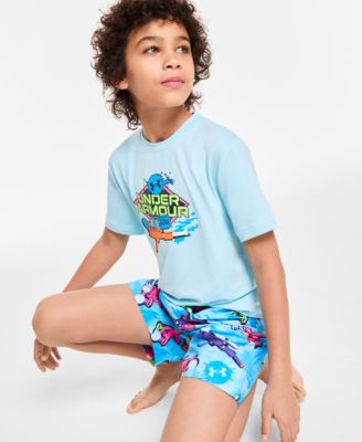 Under Armour Big Boys Ua Short-sleeve Super Soaker Graphic Surf Shirt In Stream
