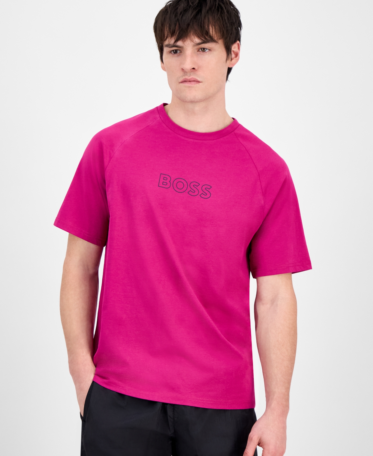 Hugo Boss Boss By  Logo T-shirt, Created For Macy's In Medium Pink