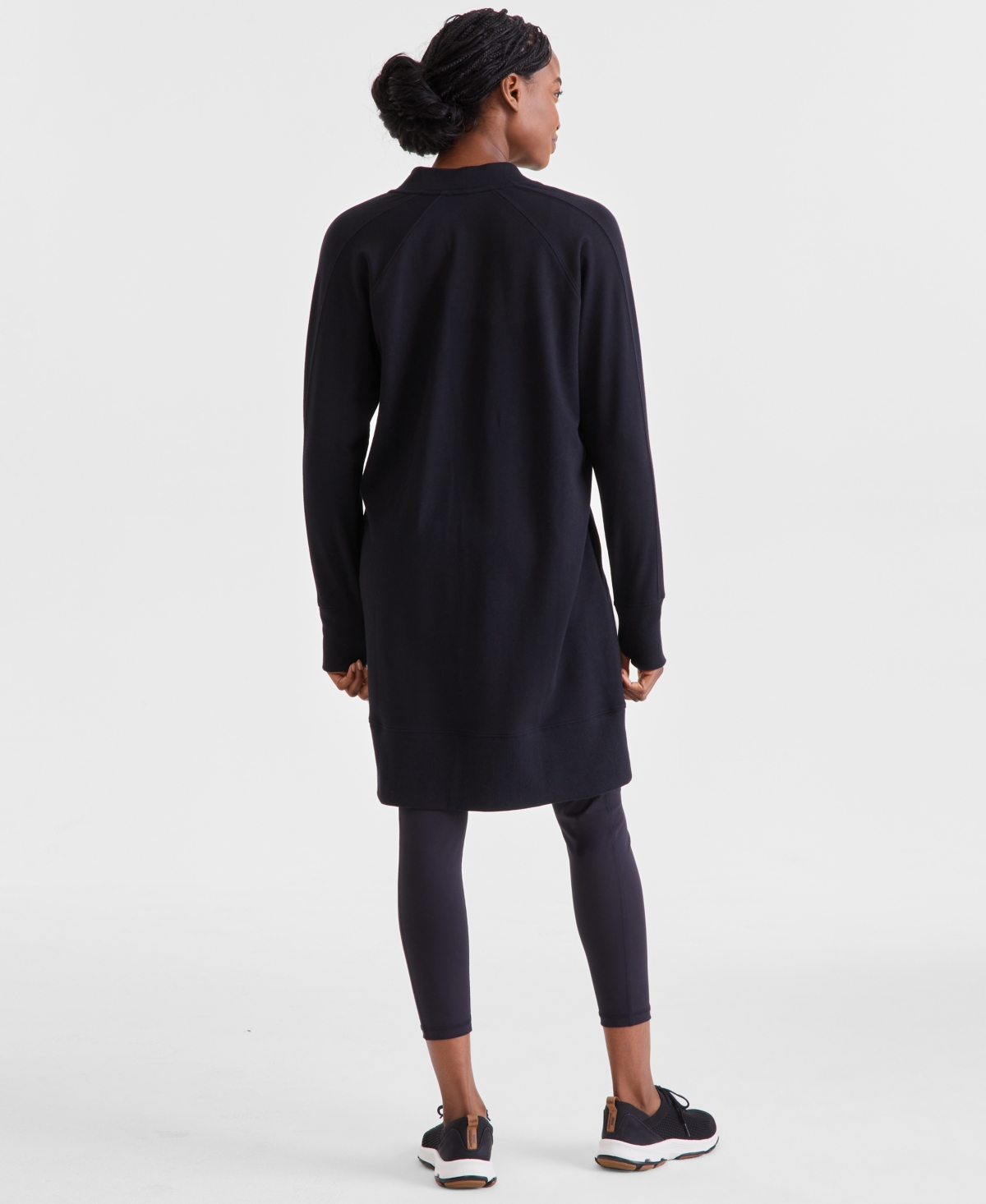 Id Ideology Women's Comfort Flow Ribbed Knit Open Cardigan, Exclusive At Macy's In Deep Black
