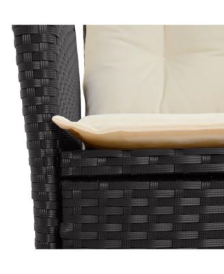 Reclining Patio Chair with Cushions Black Poly Rattan