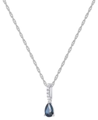 Sapphire (1/2 ct. t.w.) & Diamond (1/20 ct. t.w.) Linear Pendant 18" Necklace in 14k White Gold (Also Available in Ruby & Emerald)
