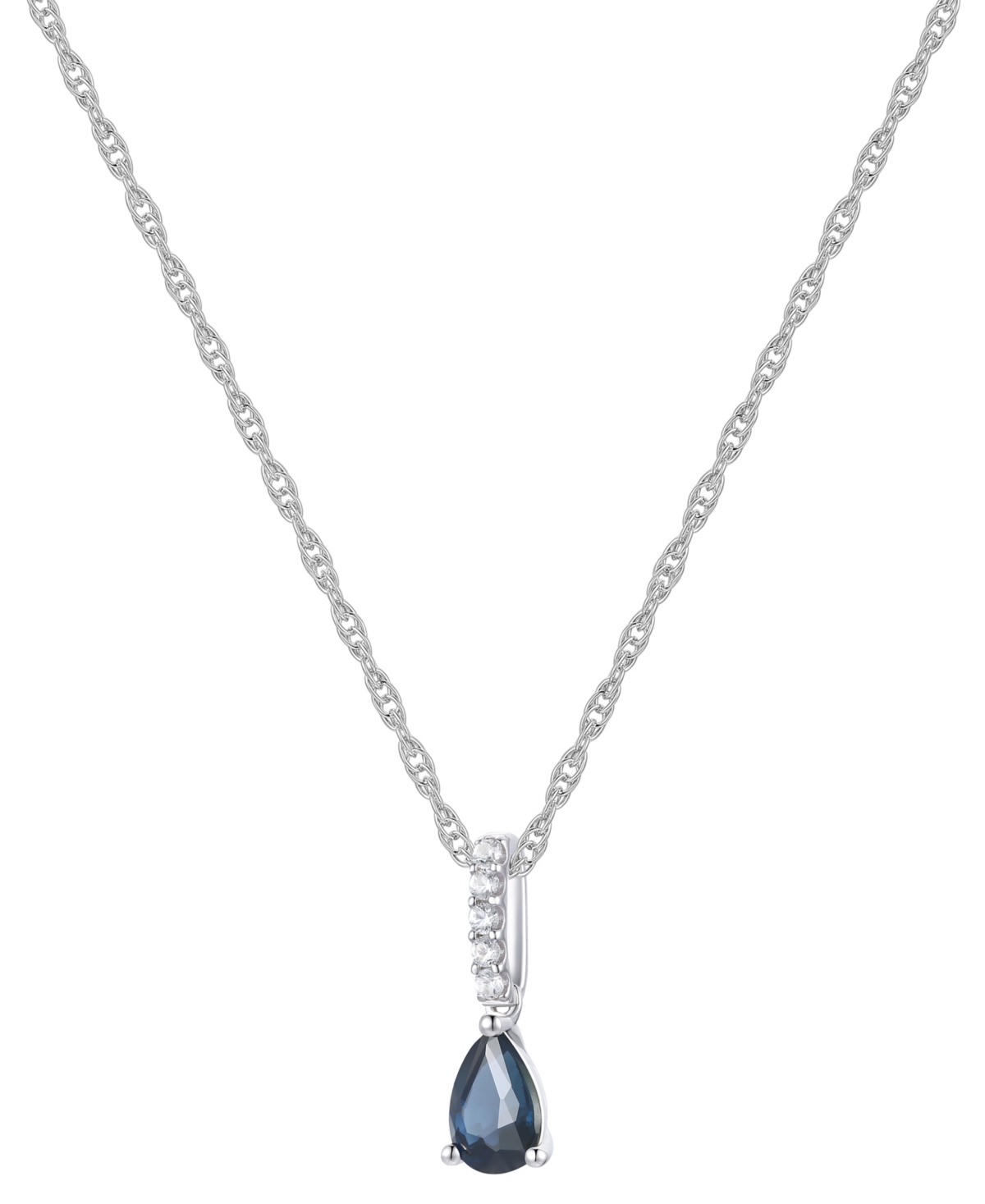 Macy's Sapphire (1/2 Ct. T.w.) & Diamond (1/20 Ct. T.w.) Linear Pendant 18" Necklace In 14k White Gold (als In Sapphire