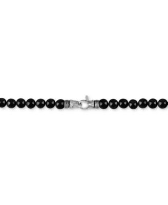 Black Onyx Bead 22" Necklace in Sterling Silver, Exclusively at Macy's