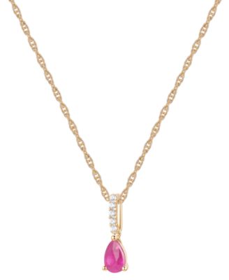 Sapphire (1/2 ct. t.w.) & Diamond (1/20 ct. t.w.) Linear Pendant 18" Necklace in 14k White Gold (Also Available in Ruby & Emerald)