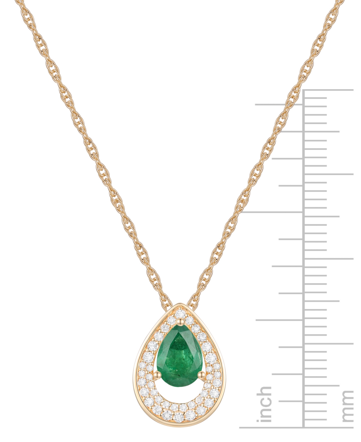 Macy's Sapphire (7/8 Ct. T.w.) & Diamond (1/5 Ct. T.w.) Pear Pendant 18" Necklace In 14k White Gold (availa In Emerald