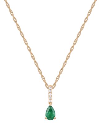 Sapphire (1/2 ct. t.w.) & Diamond (1/20 ct. t.w.) Linear Pendant 18" Necklace in 14k White Gold (Also Available in Ruby & Emerald)