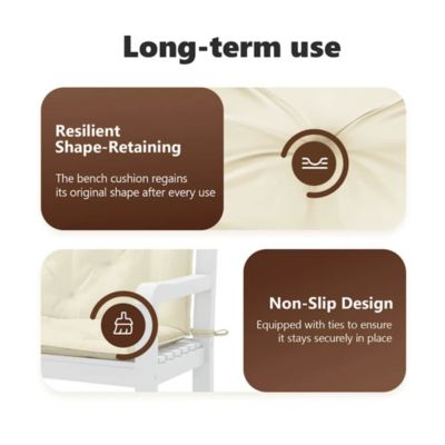 Garden Bench Cushion Cream White 47.2"x(19.7"+19.7")x2.8" Oxford Fabric