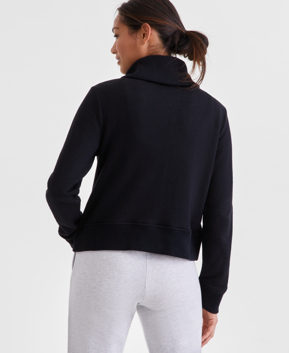 Id Ideology Women's Shawl-collar Quarter-zip Knit Top, Exclusively At Macy's In Deep Black