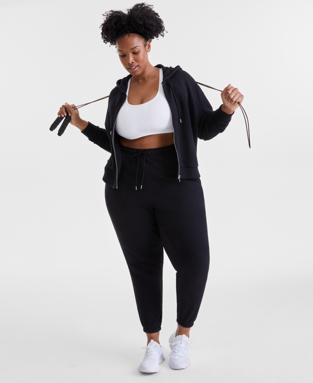 Id Ideology Plus Size Soft Touch Full-zip Hoodie, Exclusively At Macy's In Deep Black