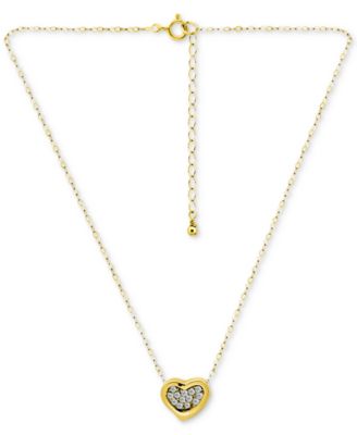 Cubic Zirconia Cluster Heart Pendant Necklace in Sterling Silver, 16" + 2" extender