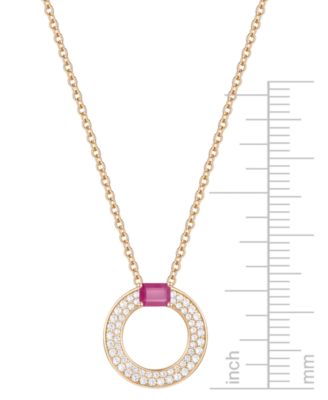 Sapphire (1/4 ct. t.w.) & Diamond (1/4 ct. t.w.) Circular Pendant 18" Necklace in 14k White Gold (Also Available in Ruby & Emerald)