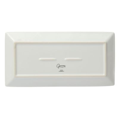 Gracious Dining Dinnerware, 3-Tier Rectangle Plate Serving Set with Gold Metal Stand, White