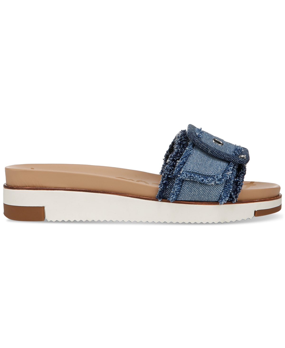 Shop Sam Edelman Women's Ariane Platform Buckle Slide Sandals In Blue Multi Denim Fray