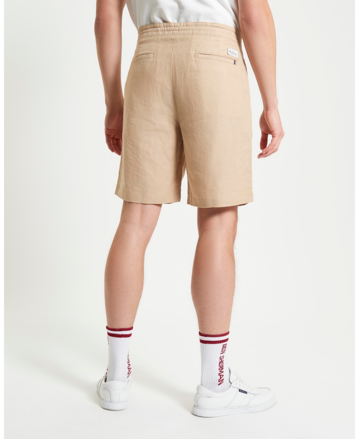 Ben Sherman Men's Linen Cotton Drawcord Short In Neutral