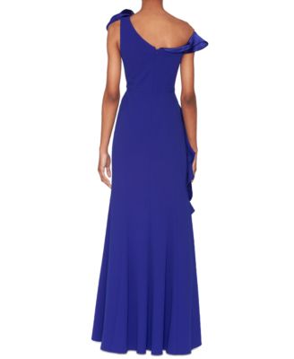Women's Asymmetric Ruffled Sleeveless Gown