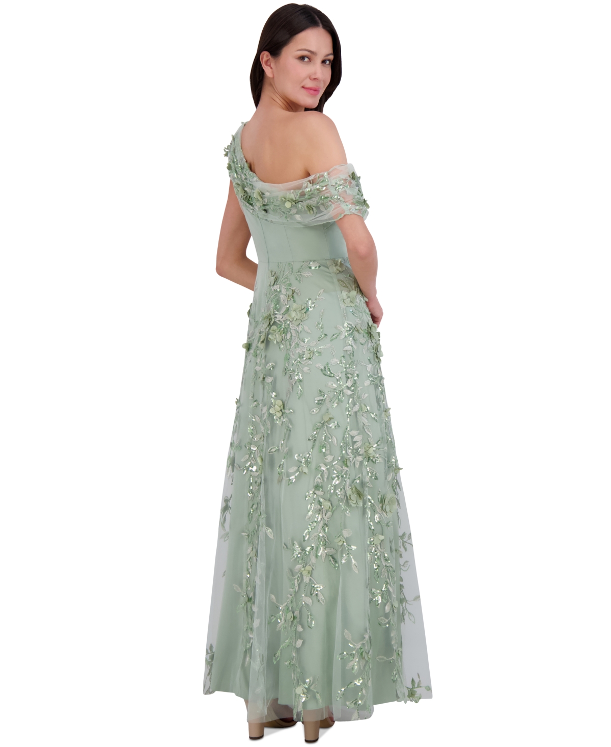 ELIZA J WOMEN'S EMBELLISHED ASYMMETRIC DRAPE GOWN 