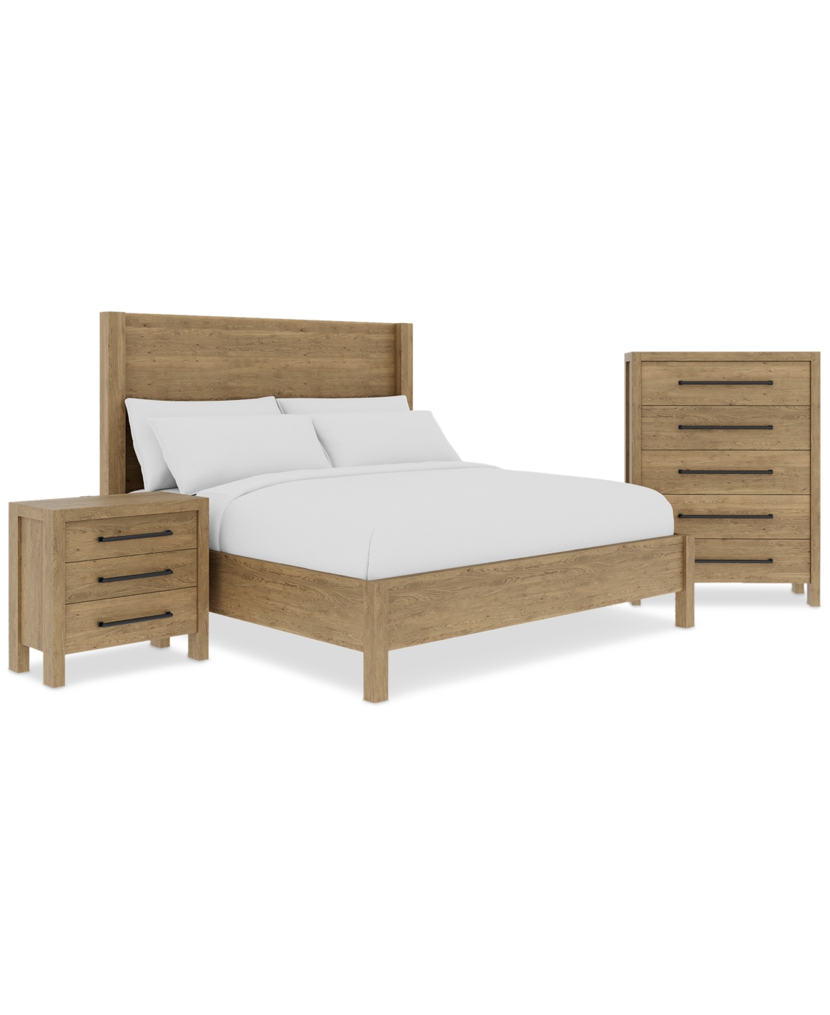 Macy's Davie 3-pc. King Set (panel Bed, Chest & 3-drawer Nightstand) In Brown