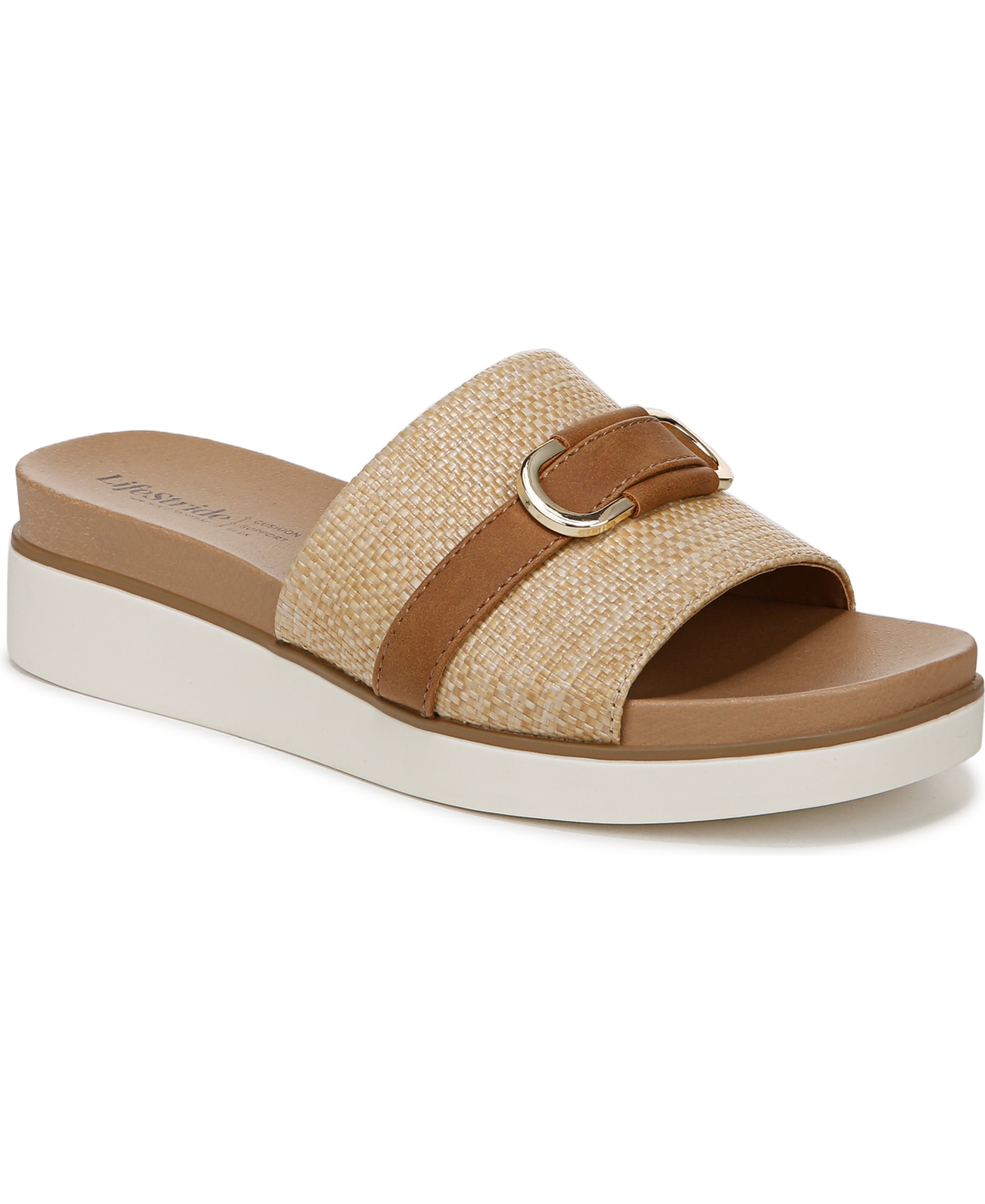LIFESTRIDE WOMEN'S GENEVIEVE SQUARE OPEN TOE SLIDE PLATFORM SANDALS 