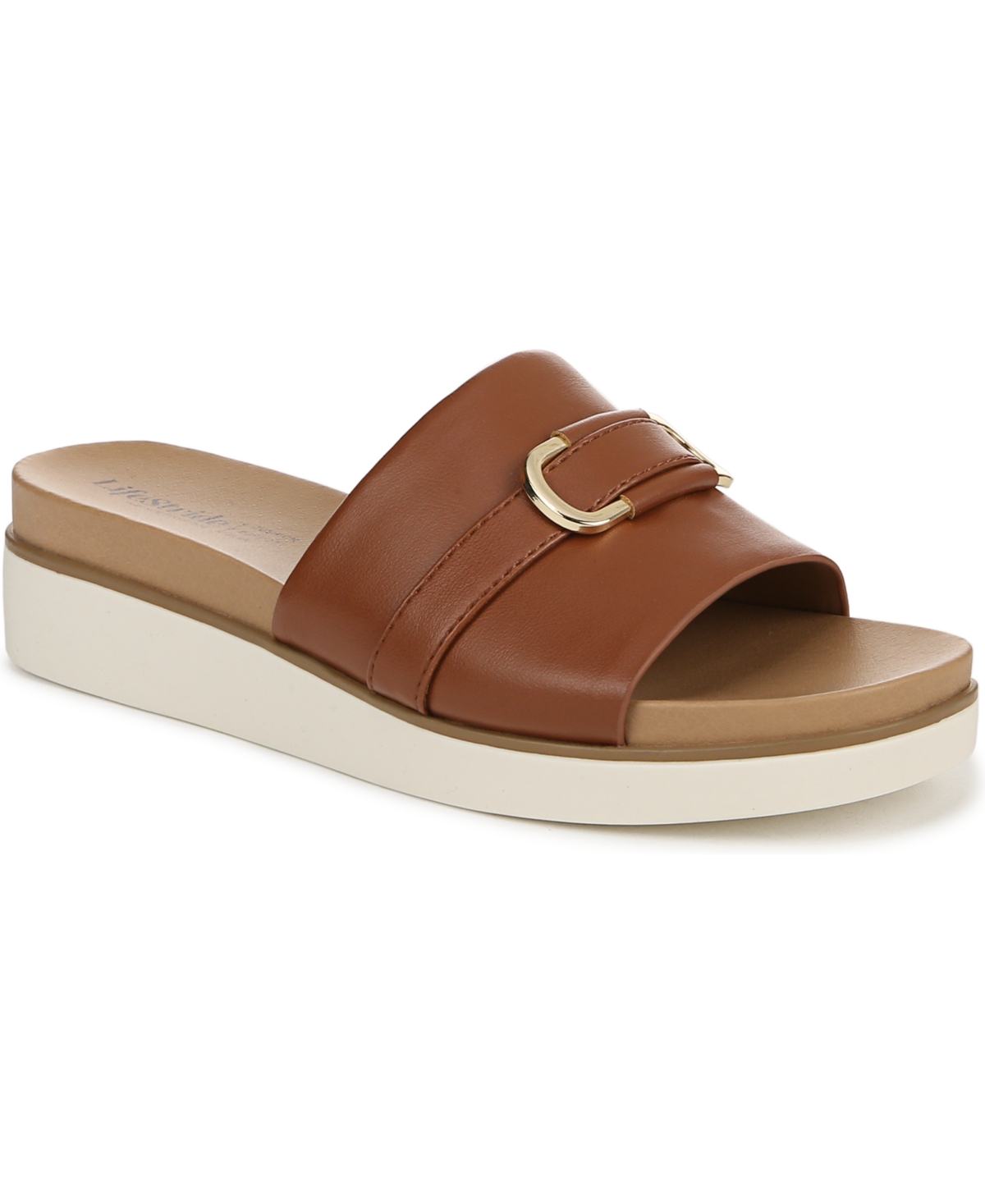 Lifestride Geneieve Platform Sandal In Tan Faux Leather