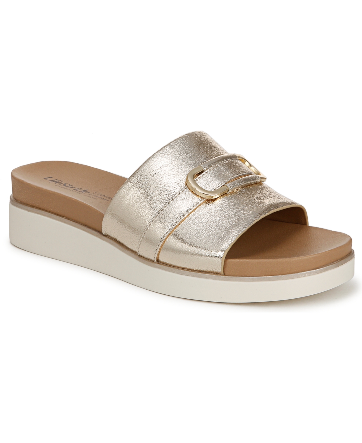 LIFESTRIDE WOMEN'S GENEVIEVE SQUARE OPEN TOE SLIDE PLATFORM SANDALS 