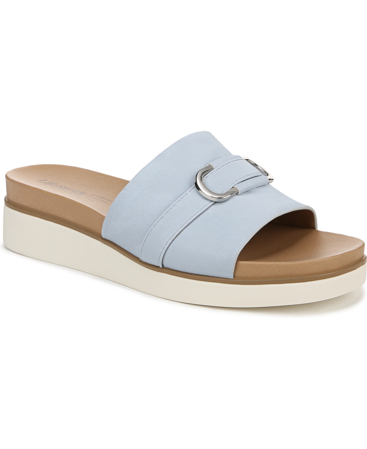 LIFESTRIDE WOMEN'S GENEVIEVE SQUARE OPEN TOE SLIDE PLATFORM SANDALS 