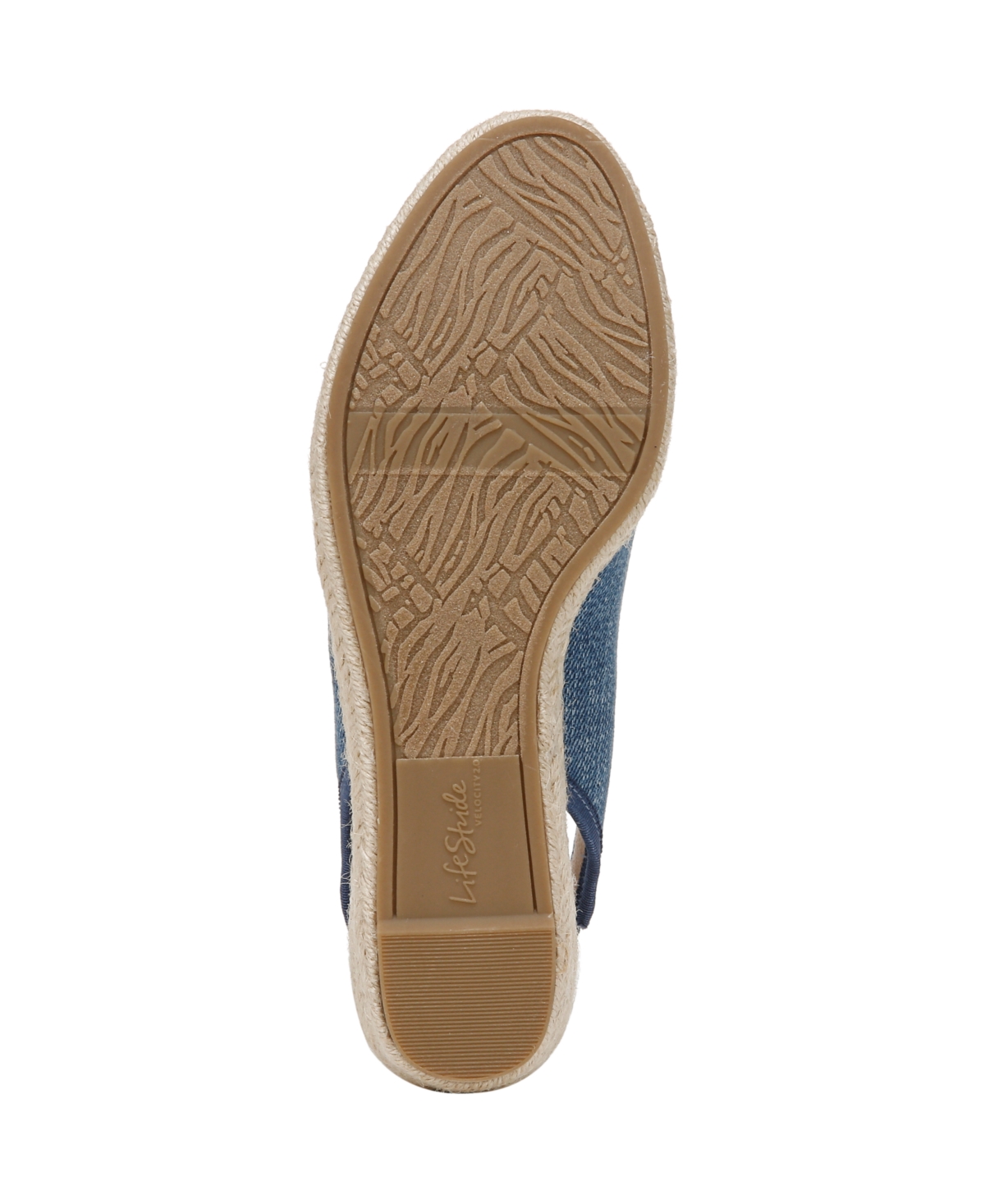 Lifestride Women's Kayden Slingback Wedge Espadrilles In Blue Denim Fabric