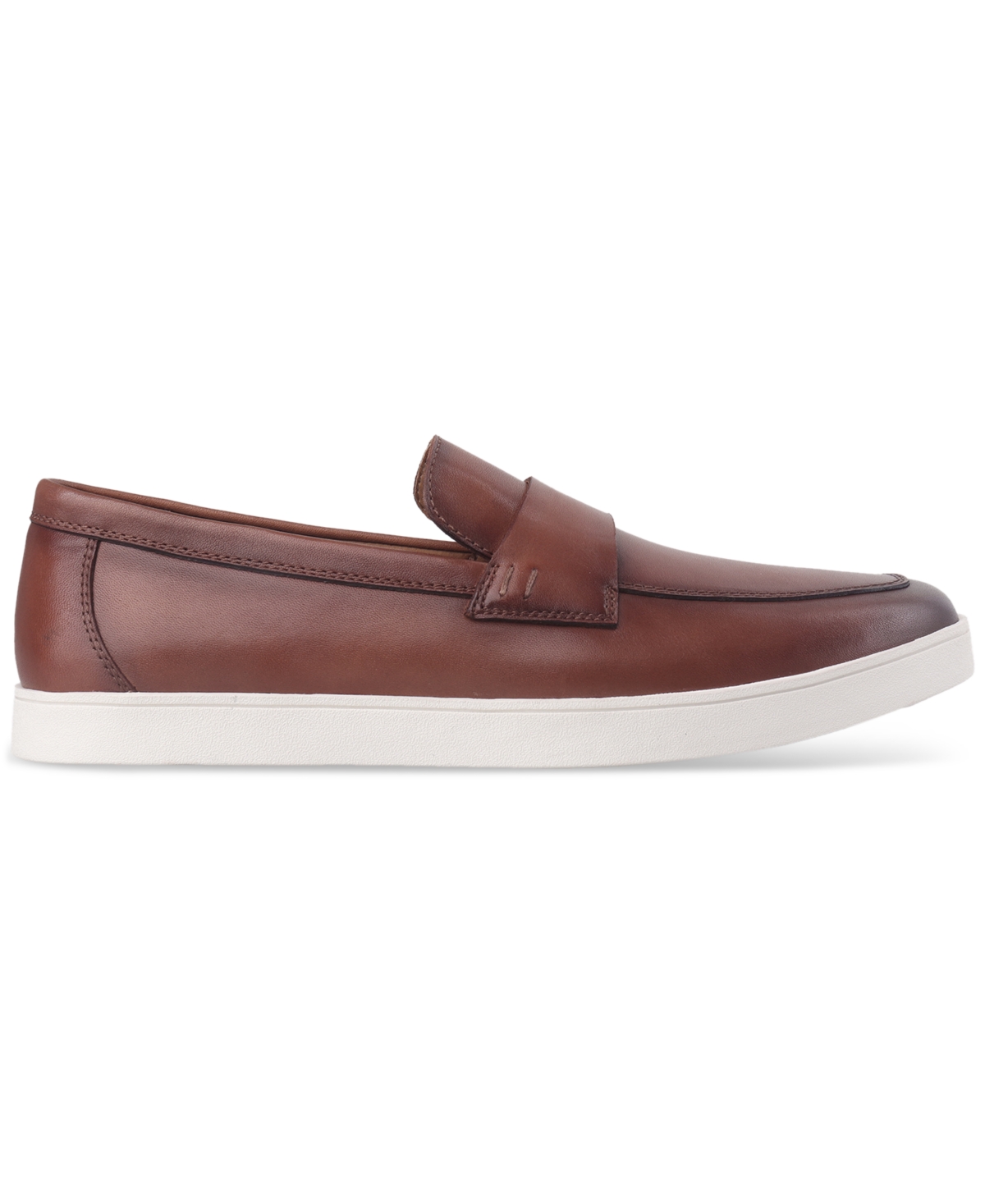 Alfani Men's Callumm Leather Slip-on Saddle Loafers, Exclusively At Macy's In Burnt Copper Leather