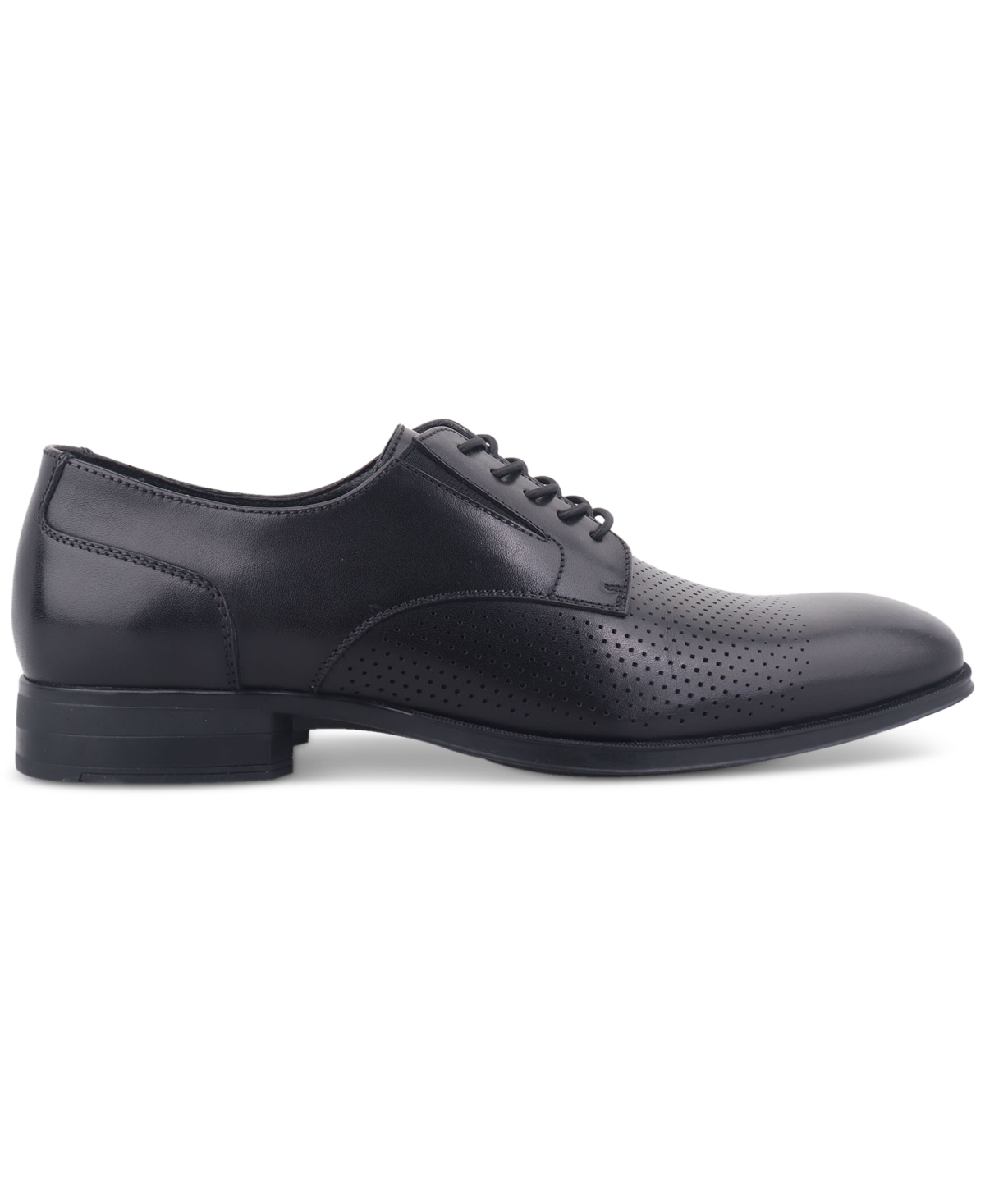 Alfani Men's Flynne Alfa-tech Perforated Leather Dress Shoes, Exclusively At Macy's In Black Leather