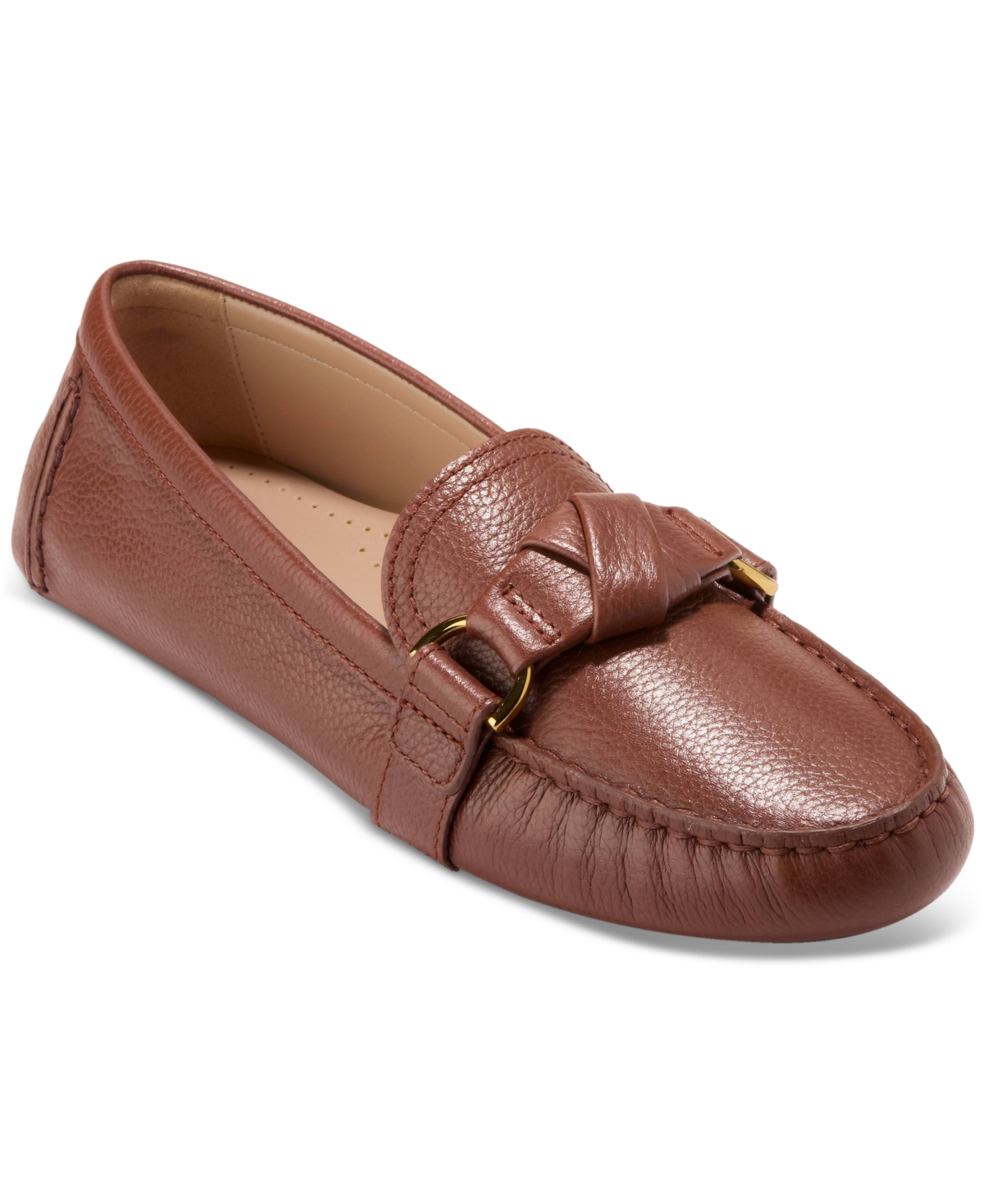 Cole Haan Emmie Knot Drivers In Dark Cuoio Leather