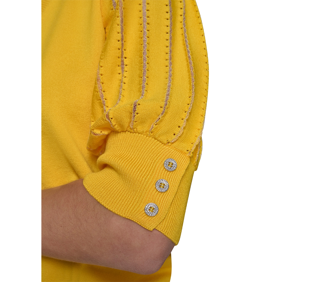 Shop Karl Lagerfeld Women's Puffed-sleeve V-neck Sweater In Daffodil