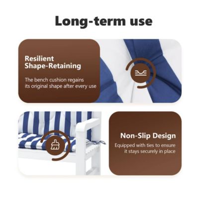Garden Bench Cushions 2pcs Blue&White Stripe 47.2"x19.7"x2.8" Fabric