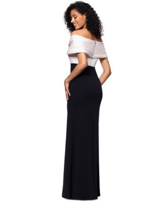 Women's Off-The-Shoulder Colorblocked Gown