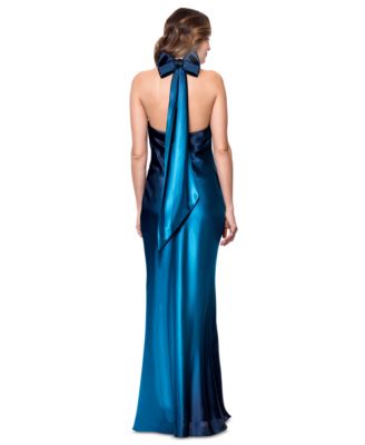 Women's Ombre Sleeveless Draped Halter Gown