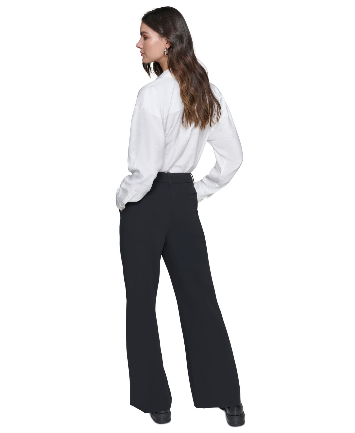 Женские брюки KARL LAGERFELD PARIS Bootcut High-Rise, цвет: Чёрный — фото 5