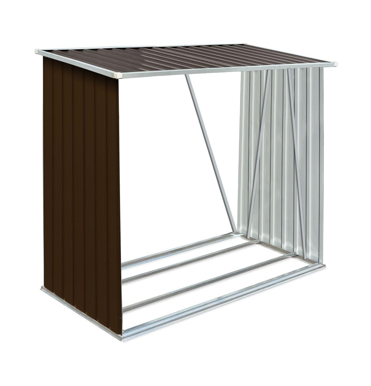 Garden Log Storage Shed Galvanized Steel 64.2"x32.7"x60.6" Brown - Brown