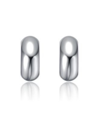 Classic Tubular C-Hoop Earrings in White Gold Plated or 14K Gold Plated