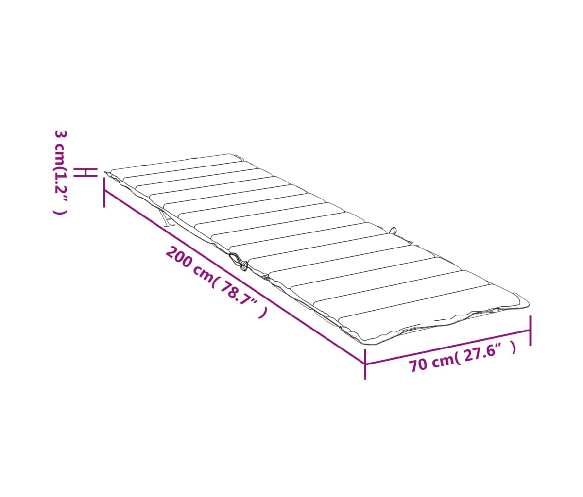 vidaXL Sun Lounger Cushion Red 78.7"x27.6"x1.2" Oxford Fabric