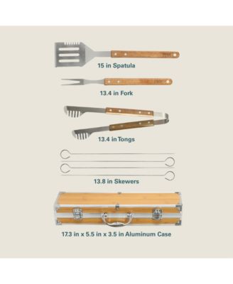Barbeque Pro 8 Piece BBQ Tools W/ Acacia Wood Handles and Aluminum Storage Box