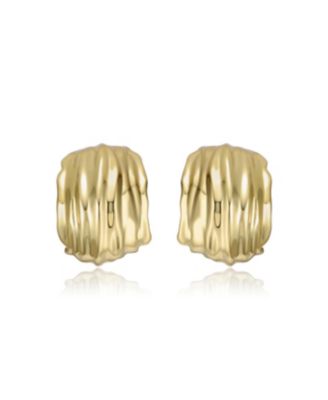Nature Basket Weave Chunky C-Hoop Earrings in Plated or Plated